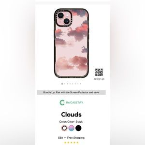 Casetify impact iPhone 15 clouds (red) -clear black case